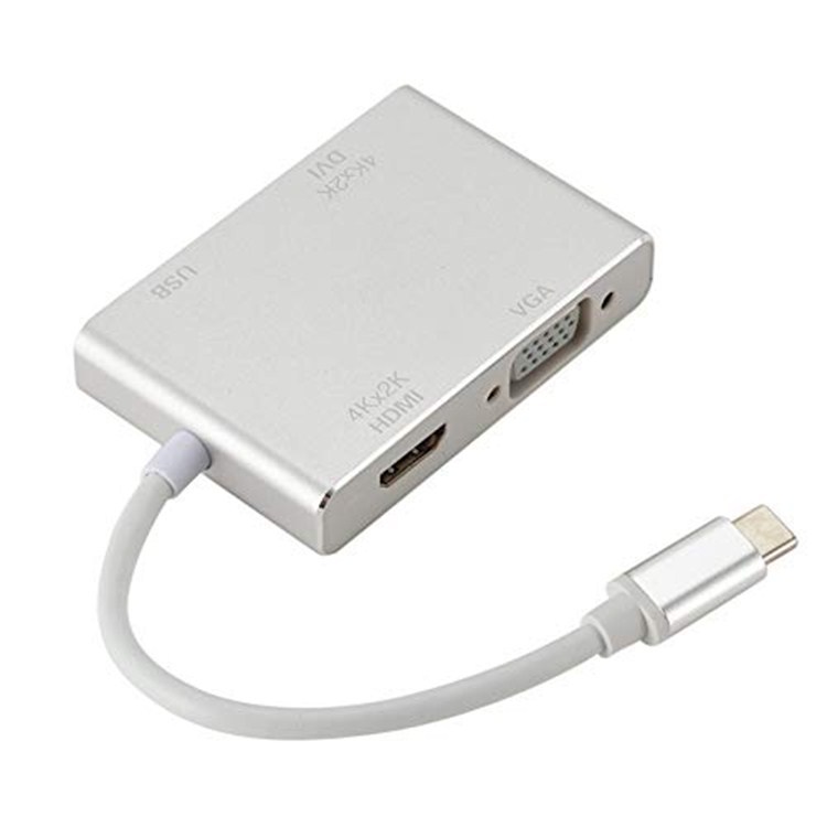 Оптовая продажа многофункциональные 4 в 1 USB концентратор Topoint USB-C (Type-C) к HDTV HDMI, DVI 4 к VGA Multilport адаптер конвертер с USB 3,0 концентратор