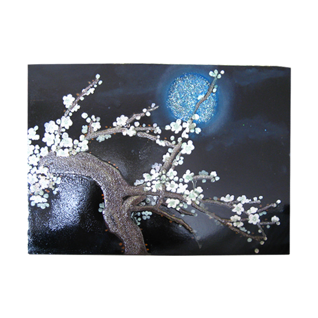Wholesale Customized Plum blossom in the moonlight Painting Chinese Style Custom Ceramic Lacquerware Painting Decoration Gift