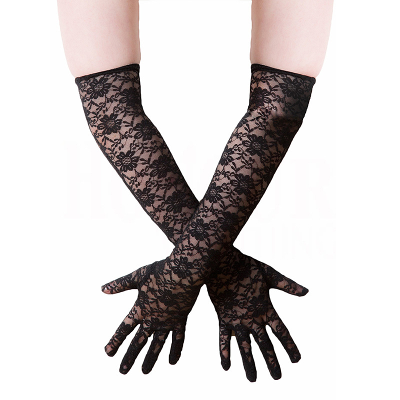 New Arrival Mittens Accessory Hot Sale Long Fingerless Black Lace Bridal Wedding Mittens