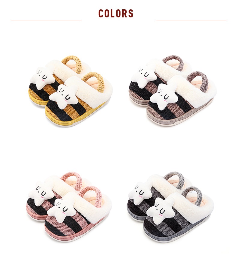 2021 Winter New Cotton Slippers Fashion Cute Little Star Pattern Cartoon Kids Slippers