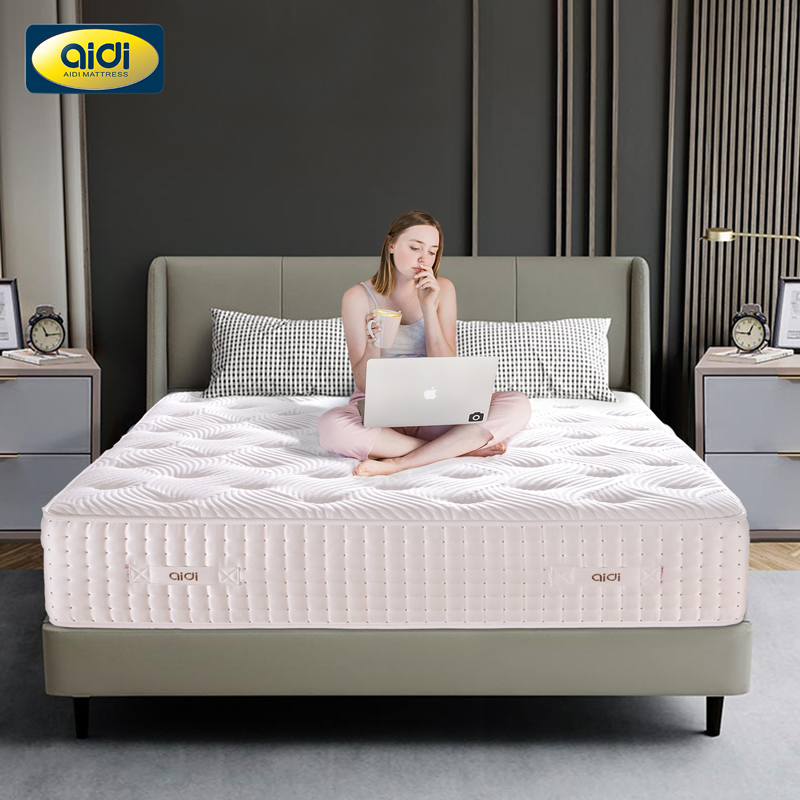AIDI high quality luxury bed mattress queen king size hotel bedroom sleep latex pocket coil spring memory foam mattress in a box