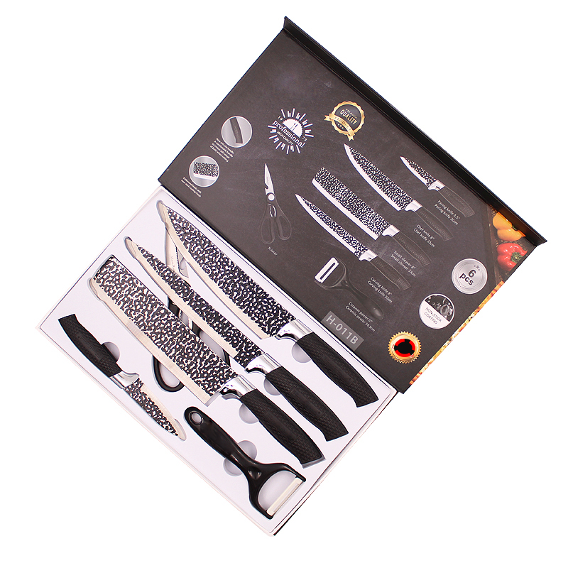 wholesale luxury style stainless steel kitchen knife set with gift box