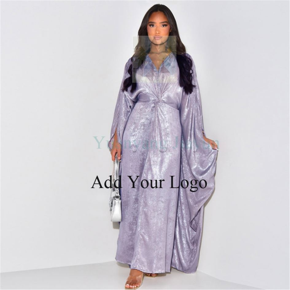 Modest Silver Coated Plated Gray Abaya Dress Traditional Muslim Clothing&amp;Accessories