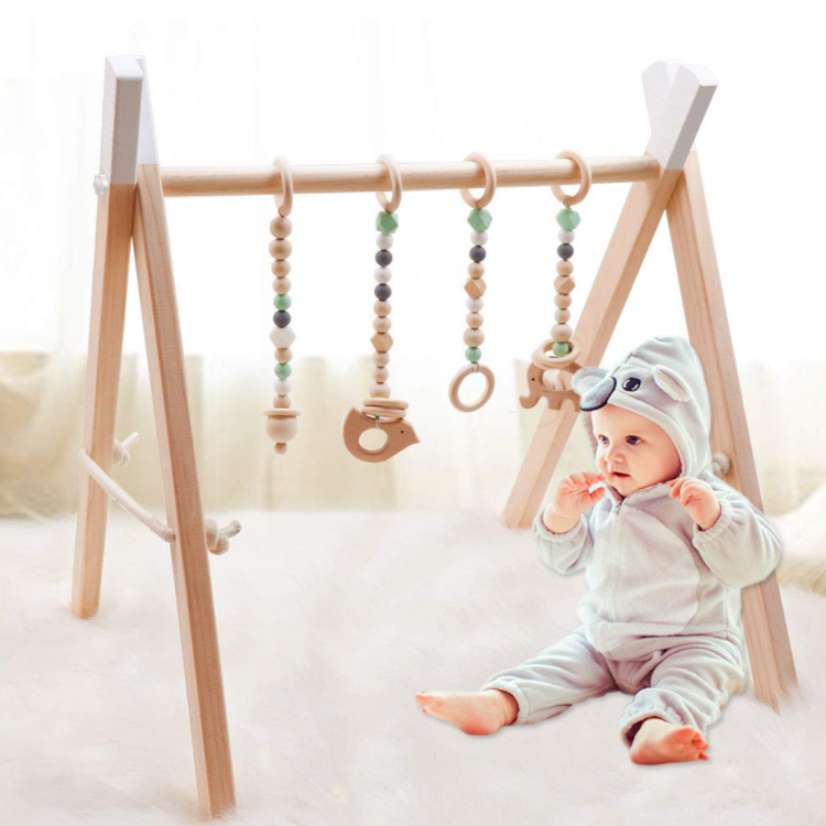Winning Activity Baby Gym Wooden Fitness Frame Toys Play Mat With Hanging Crochet Hanging Dolls Beech Play Foldable Gym Wood Toy