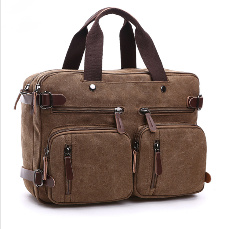 Durable Canvas with Mirco fiber leather 15.6inch Shoulder straps Laptop backpack and Messenger bag