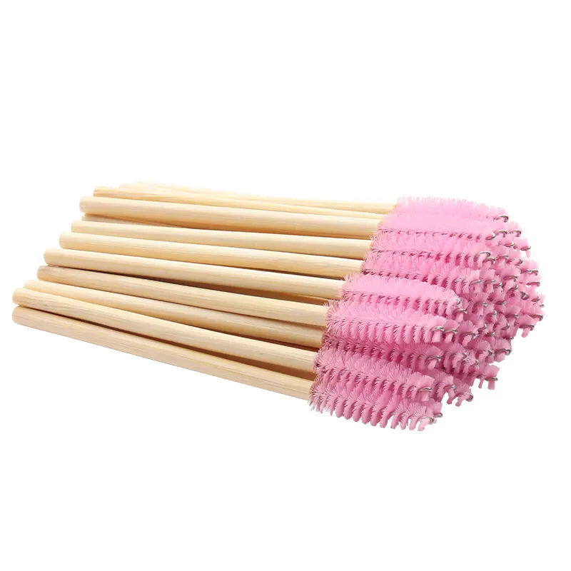 Pink Disposable Eyebrow Brush Bamboo Handle Eyelash Brush Makeup Brush Eyelash Extension Mascara Applicator Makeup tools