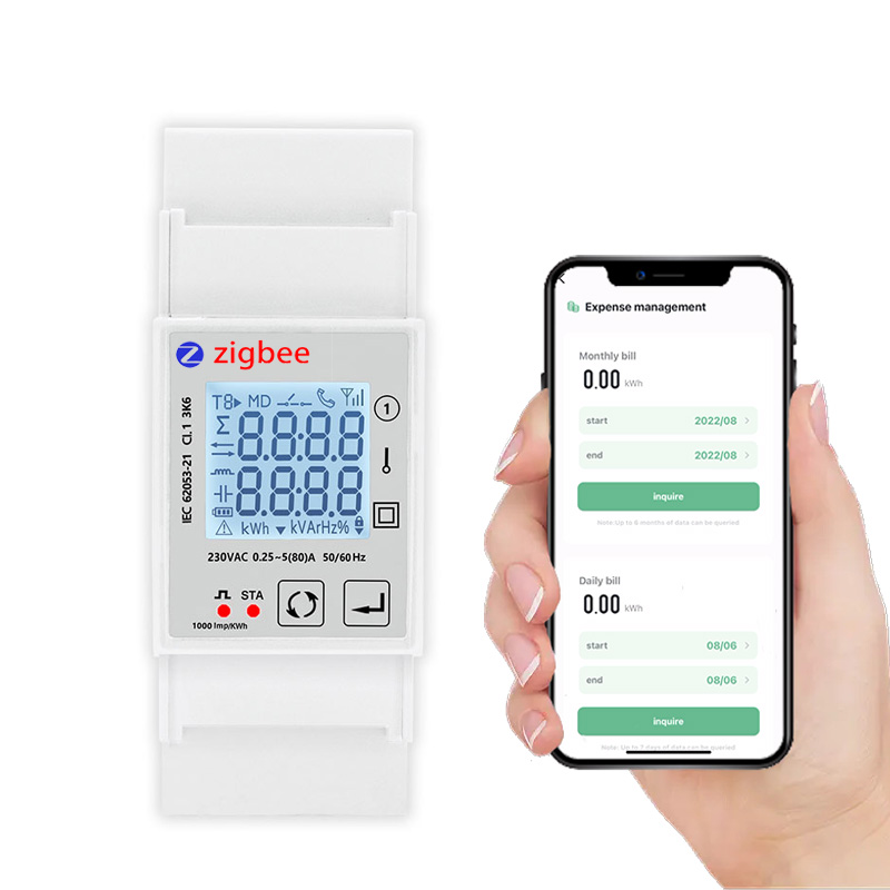 Счетчик энергии Zigbee 80A, однофазный ватттметр на Din-рейку, 230 В переменного тока, с монитором мощности кВт/ч, ZigBee TAC2161C