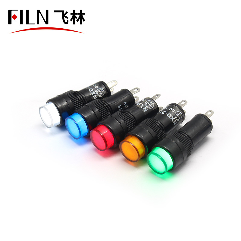 FILN Hot sale plastic 10mm diameter red yellow 12v 24v 110v 220v led neon indicator light signal lamp for water heater