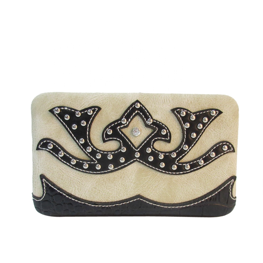 Womens Western Clutch Bag Lotus Wristlet Wallet Leather Purse for Card, Cash, Bill, Phone