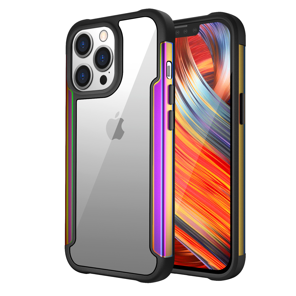 Противоударный градиентный лазерный чехол для телефона iPhone 14 13 12 11 Pro Max, Прозрачная Жесткая задняя крышка из поликарбоната