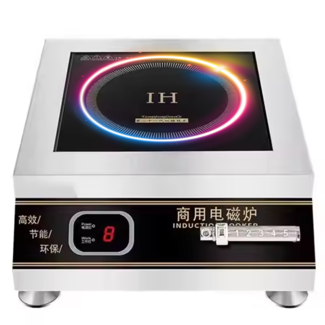 5000W Single Commercial Induction Cooker High Power Electric for Household & Hotels 24 Hours Timer Pure Copper Gas-Fry Feature