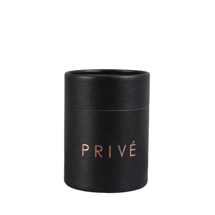 Luxury biodegradable personalized paper jar round black white cylinder tube box custom cardboard paper tube packaging for candle