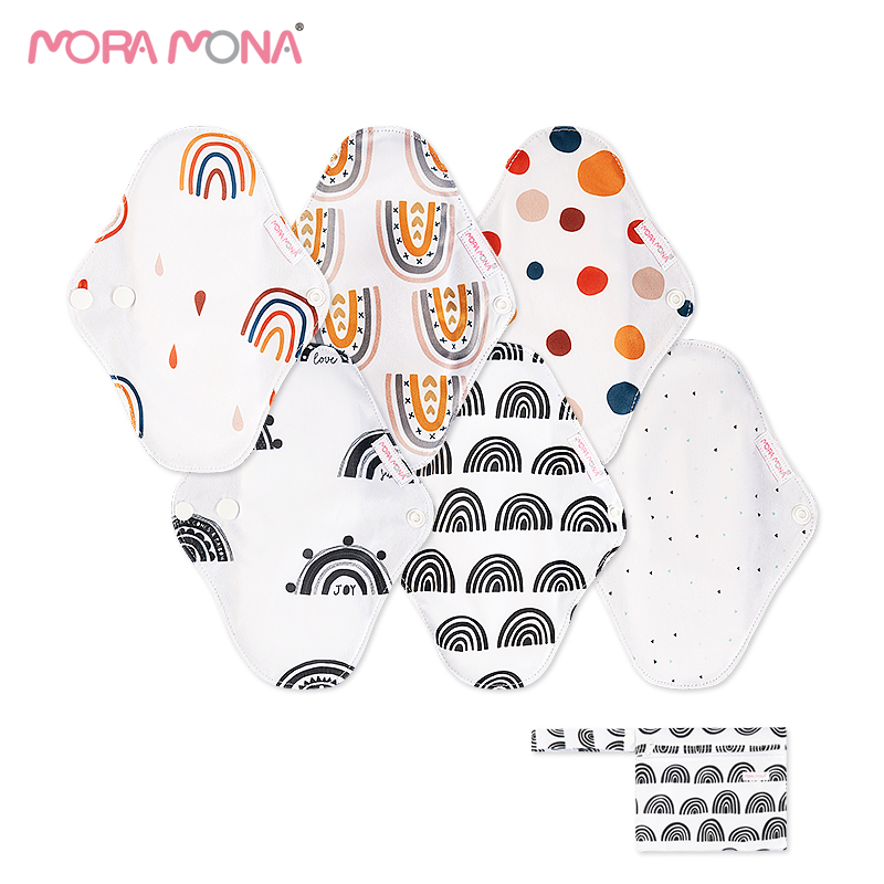 Mora Мона 6 шт. с мешок мокрой комбинации для женщин на период многоразовый бамбуковый гигиенические прокладки и водонепроницаемая сумка