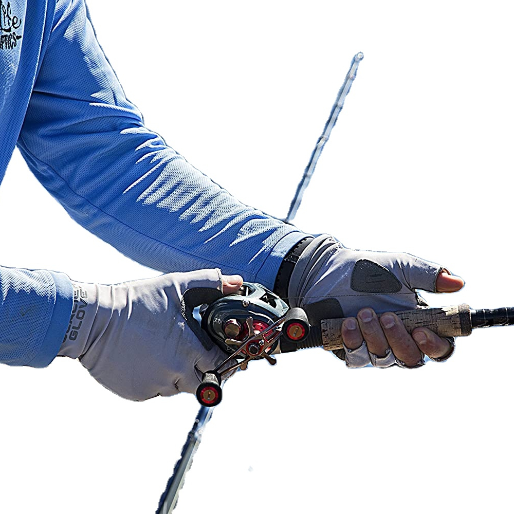 Custom Quality Lycra Quick Dry Anti Slip Fingerless Fishing Gloves