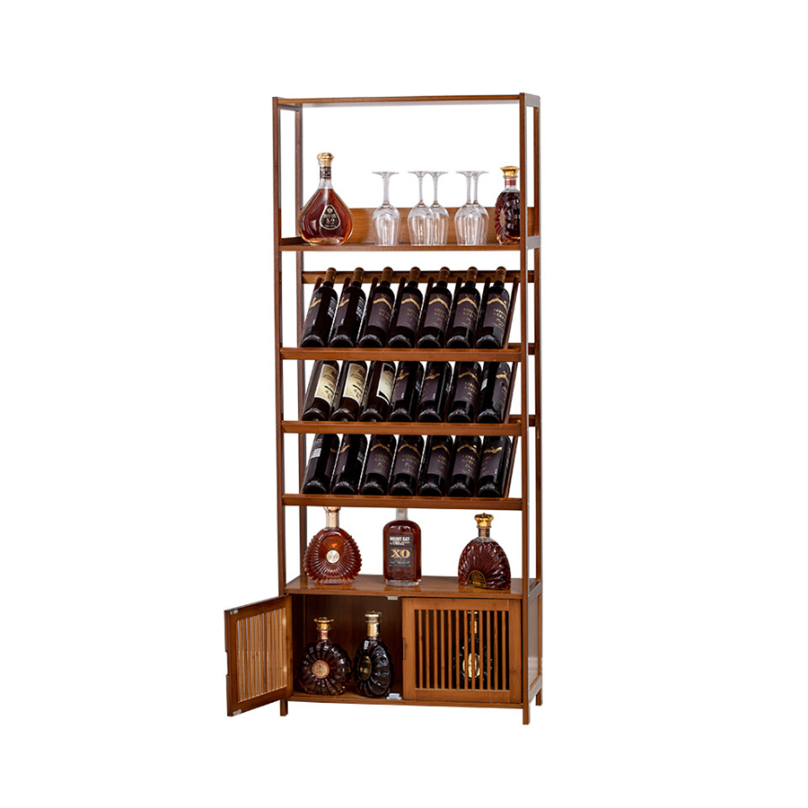 New Style Modern Simple Wooden Restaurant Bar Storage Rack Family Floor Exhibition Red Wine Cabinet