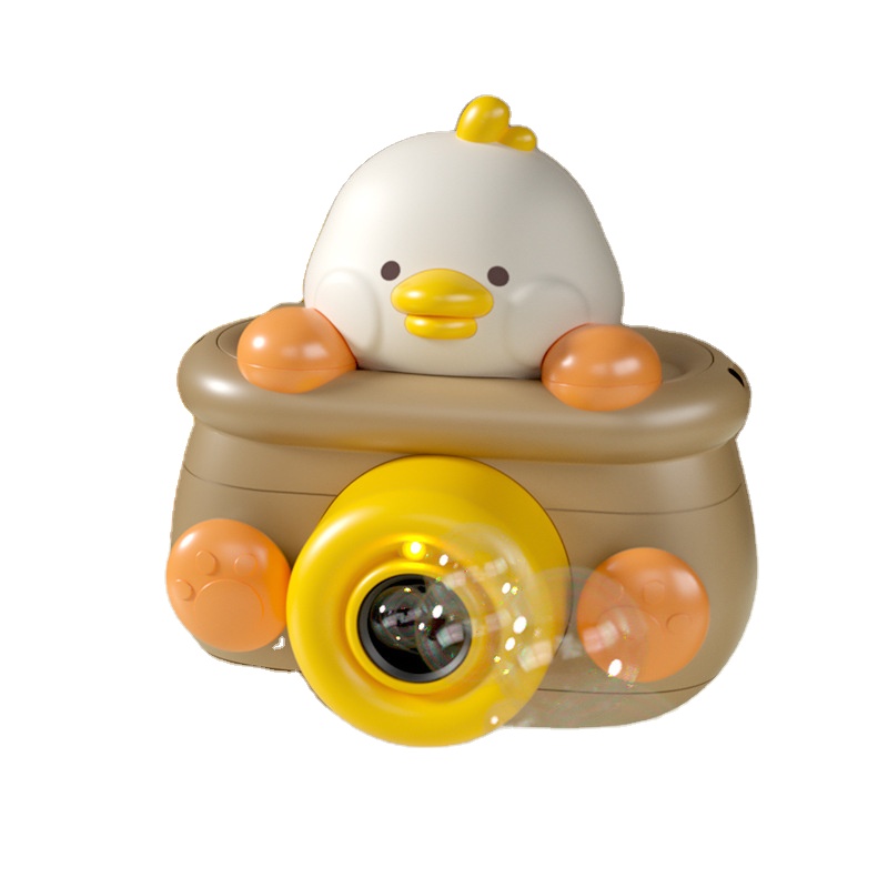 Battery-powered bear and duck bubble camera toy children's electric bubble blowing machine toy with music