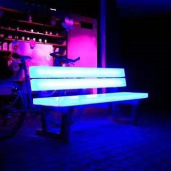 Hot selling Outdoor furniture mall Metal Frame PE Plastic LED lighting park patio garden bench