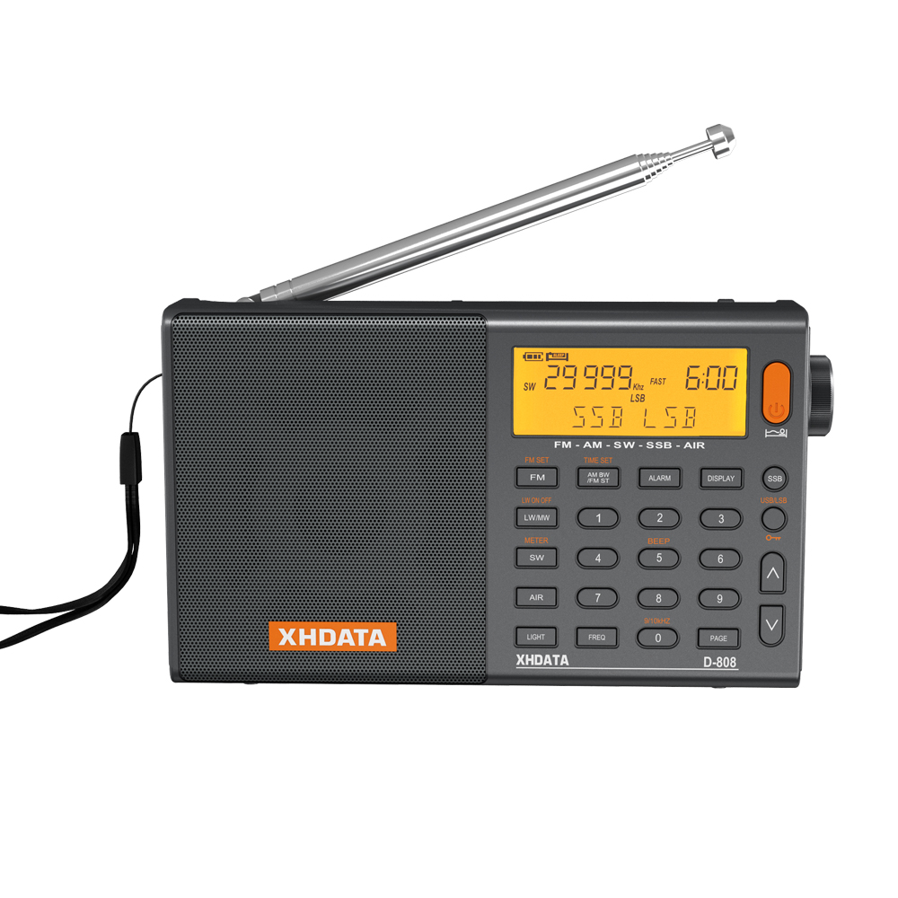 XHDATA D-808 Карманный для домашнего использования радио FM/AM/SW/LW/SSB/авиационные частоты Всемирный приемник динамик PLL