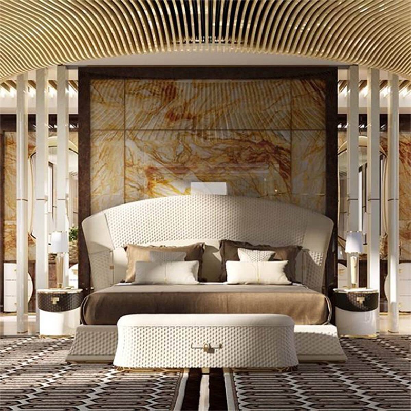 Italian style luxury comfortable bedroom ottoman bedside bench for home use furniture