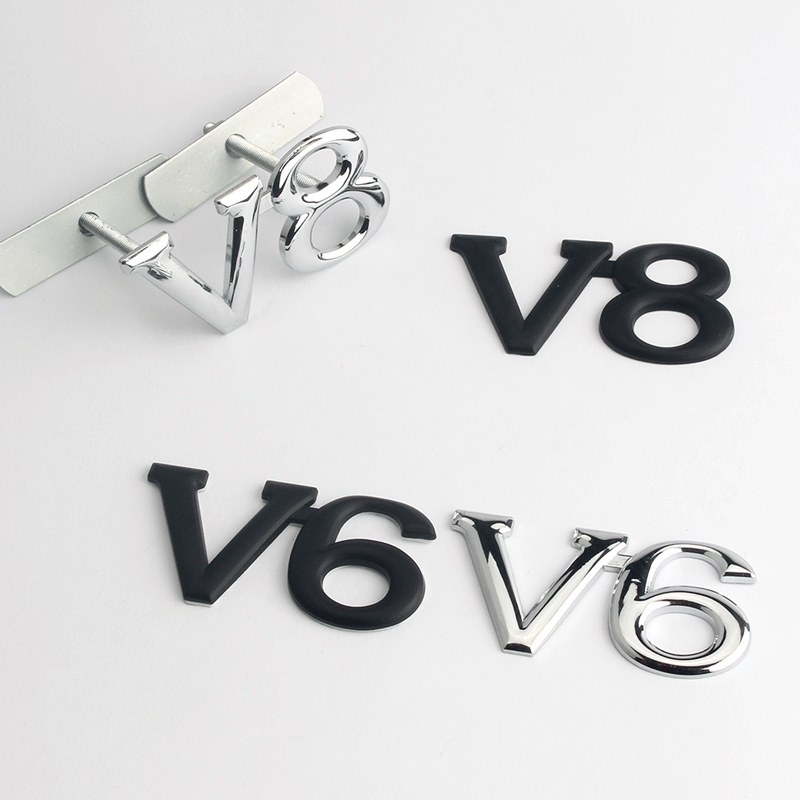 V6 V8 Металлическая Автомобильная наклейка-гриль