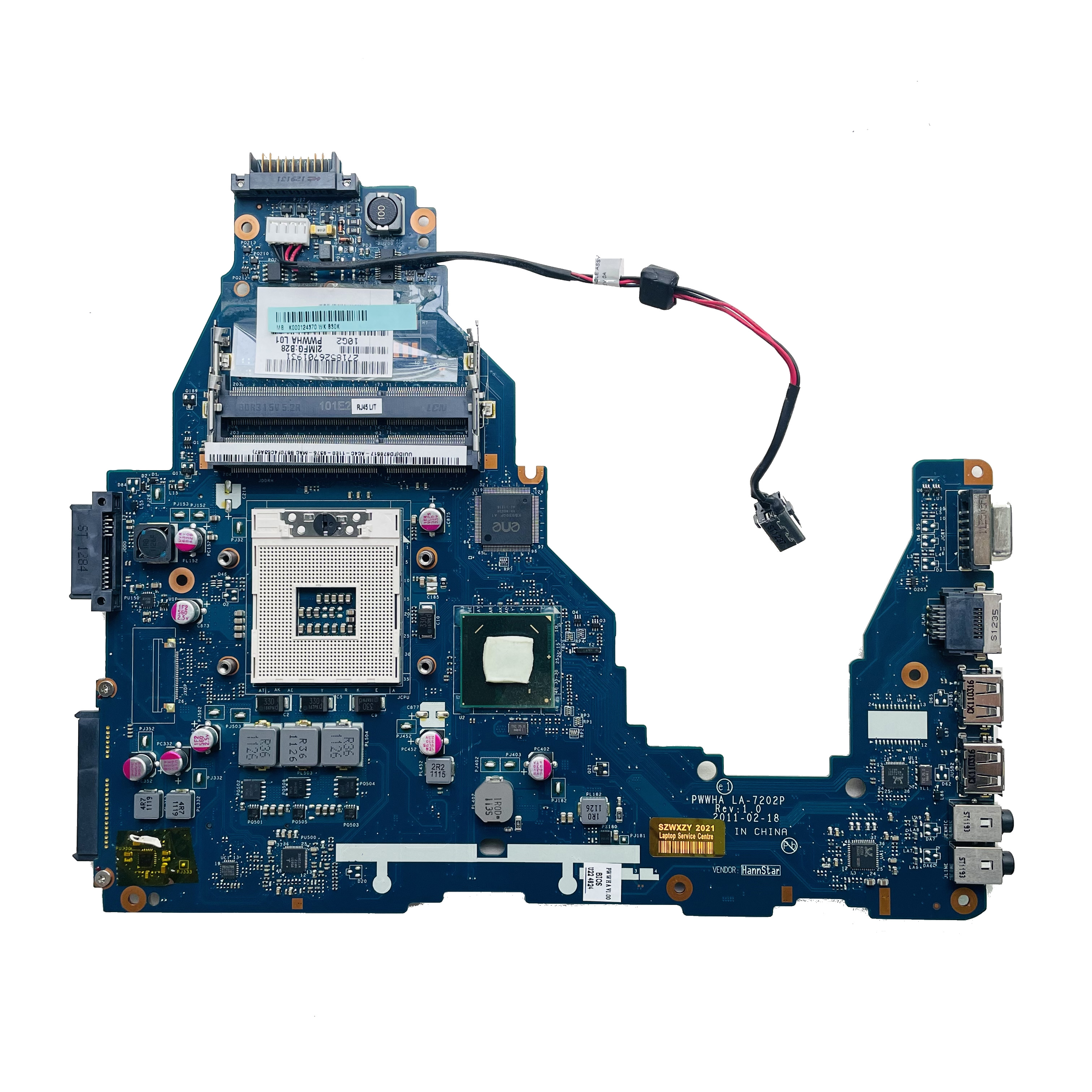 For Toshiba SATELLITE C660 Laptop Motherboard PWWHA LA-7202P K000124370 HM65 DDR3 100% Tested Fast Ship