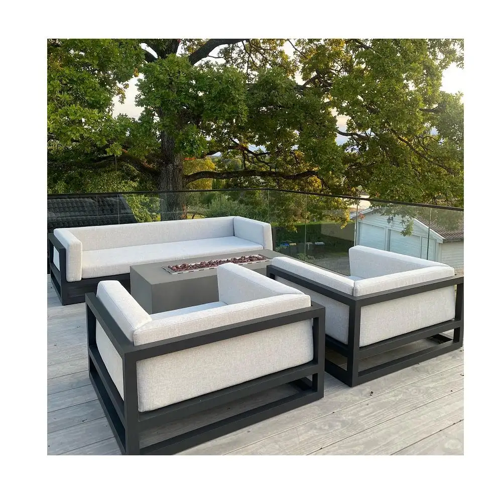 Factory garden set furniture all weather waterproof maintenance free metal aluminum outdoor sofa