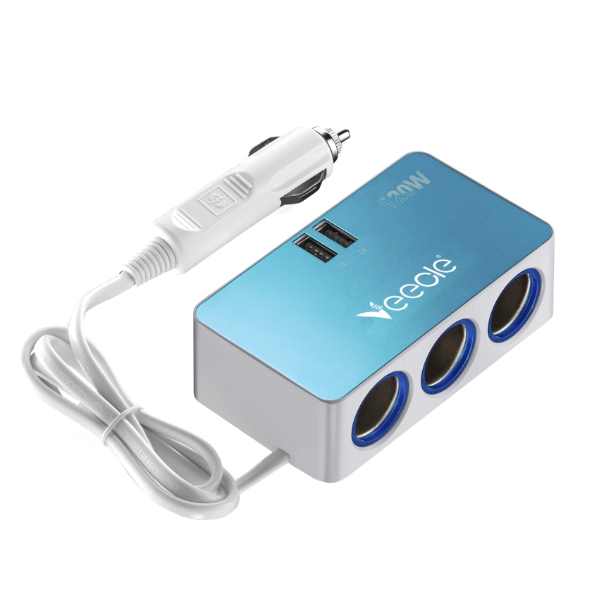 Автомобильный Алюминиевый двойной USB 3,1 а dc 3 розетки удлинитель для прикуривателя адаптер для автомобильного зарядного устройства