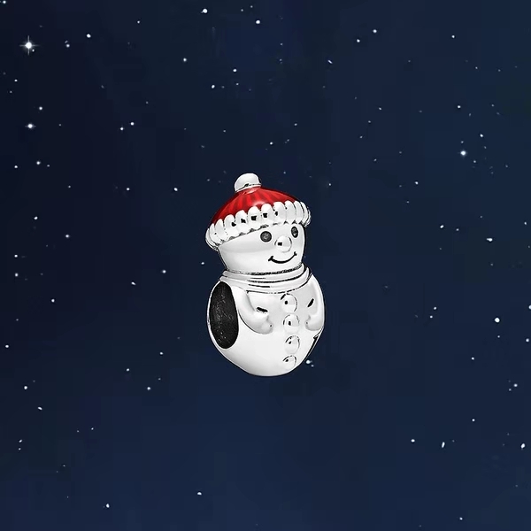 Wholesale Christmas Hat Snowman 925 Silver Charm String Beads