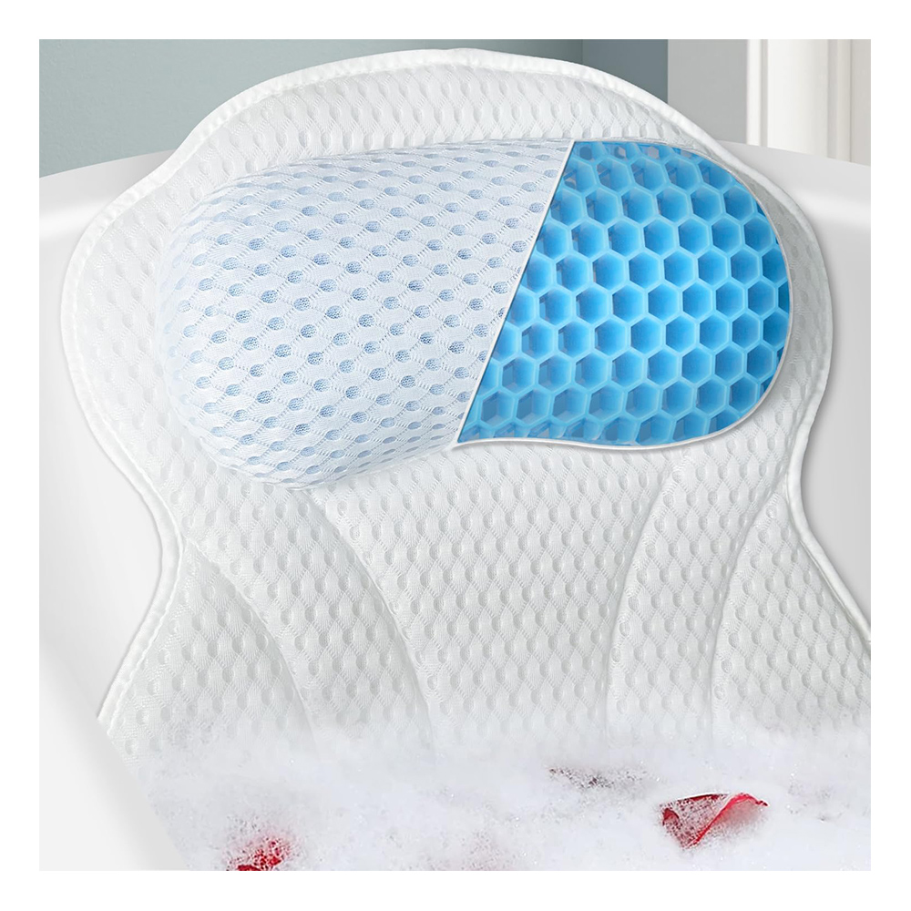 CF BBP1205 white TPE bath pillow spa 3D mesh bath pillow with suction cup tub in bathroom gel bath pillow