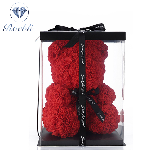 Hot sale amazon artificial flower Wholesale valentine Christmas gift 25cm 40cm rose bear Pearl bear gift package box
