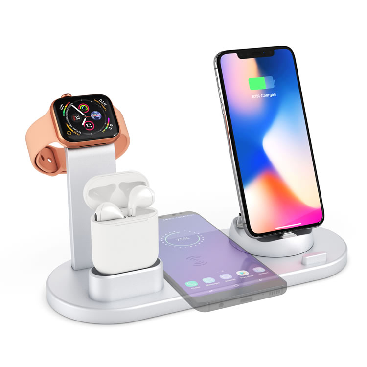 Подставка для мобильного беспроводного зарядного устройства Multi 4 в 1 для iohone,apple watch,airpods и т. д.