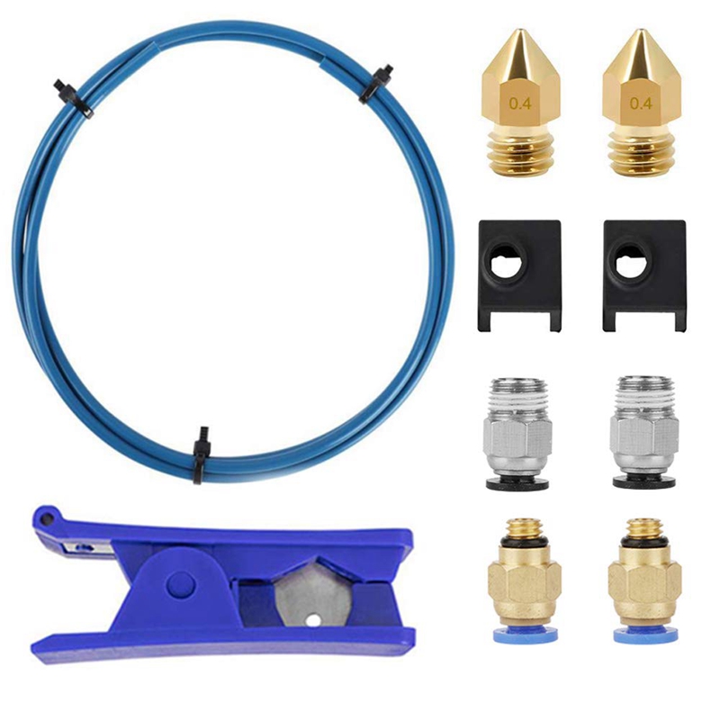 3D Printer Kit with Premium XS Bowden Tubing 2M, PTFE Tube, pneumatic fittings and nozzles FDM 3D Printer accessories Kit