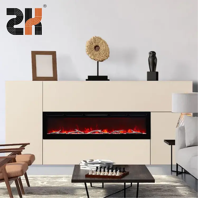 Amazon Hot Sale 30"36"42"50"60"72" Decorative Flame Wall-mounted Recessed LED Electric Fireplace Heater