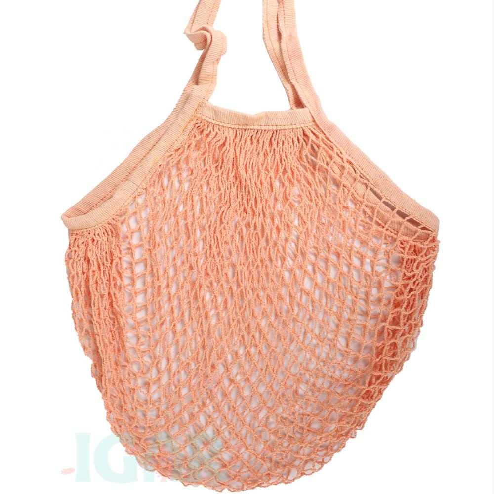 Net Shopping Tote with Long Handles Washable Mesh Bags Cotton Net Shopping Tote Ecology Market String Bags