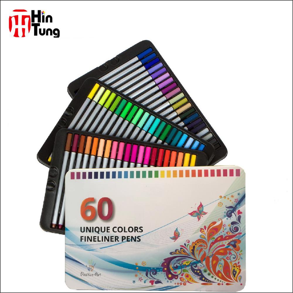 60 шт. жестяная коробка Упакованные Fineliners ручки