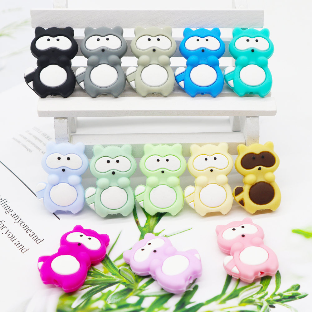 BPA бесплатно Melikey игрушка в виде животных Подвеска-Прорезыватель силиконовый шарик енота