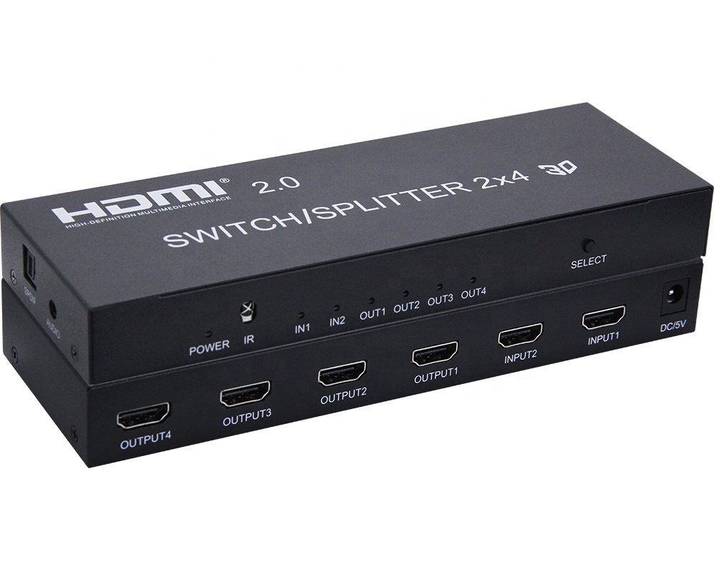 2 входа + 4 выхода видеомикшер switcher с аудиовыходом