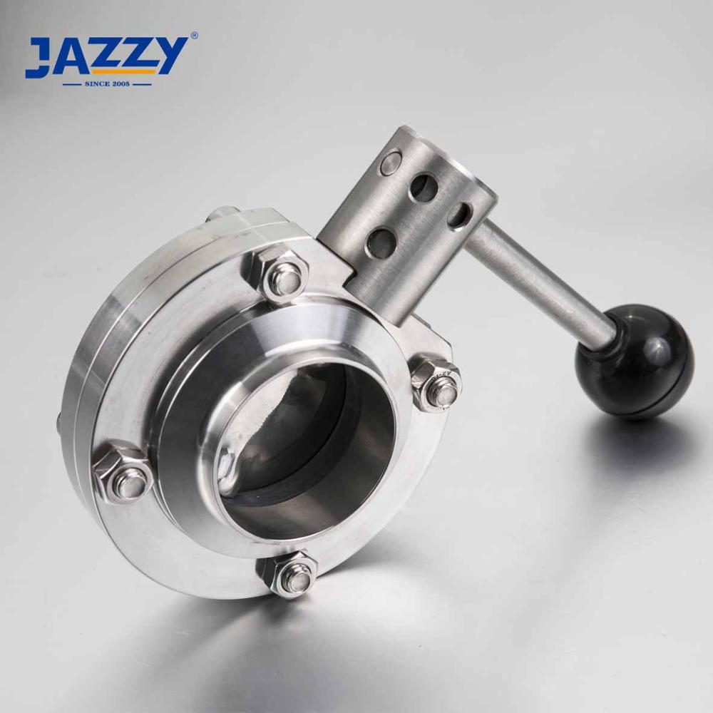 JAZZY нержавеющая сталь ASTM A270 SS304/SS316L SMS DIN 3A ISO три зажима сварочный конец пневматический санитарный клапан-бабочка