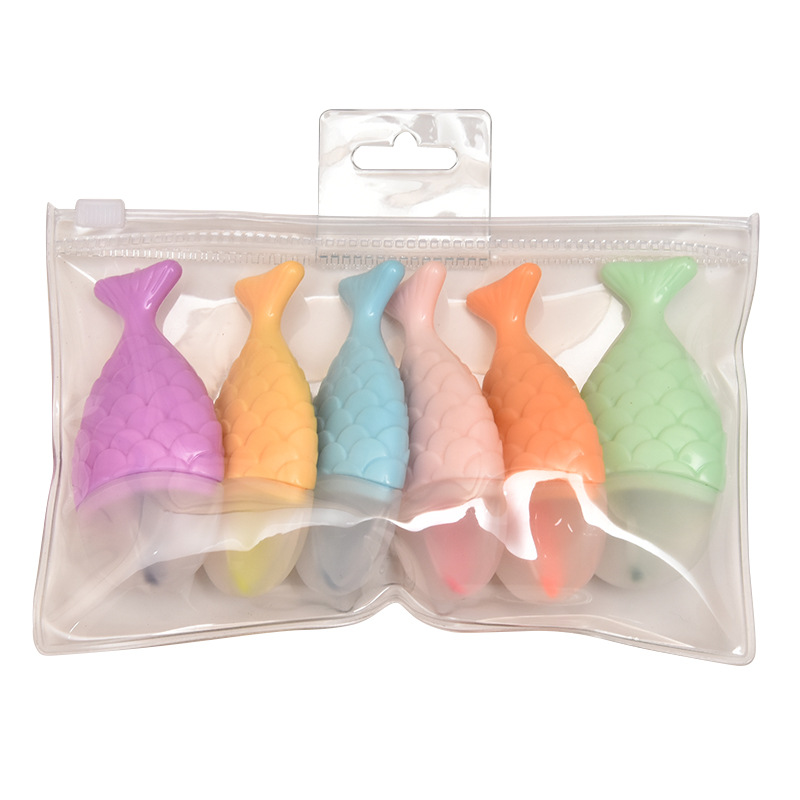 6color fish shape cute highlighter pen set