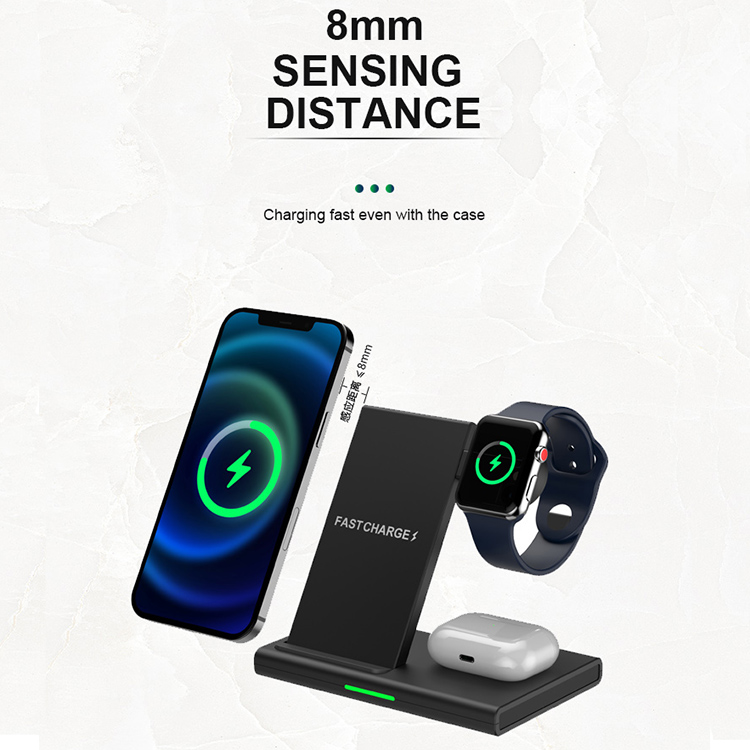 Fast Wireless Charging Pad Modern Qi 15w 3 in 1 for Samsung Iphone Smart Watch Earphone Wireless Charger Stand