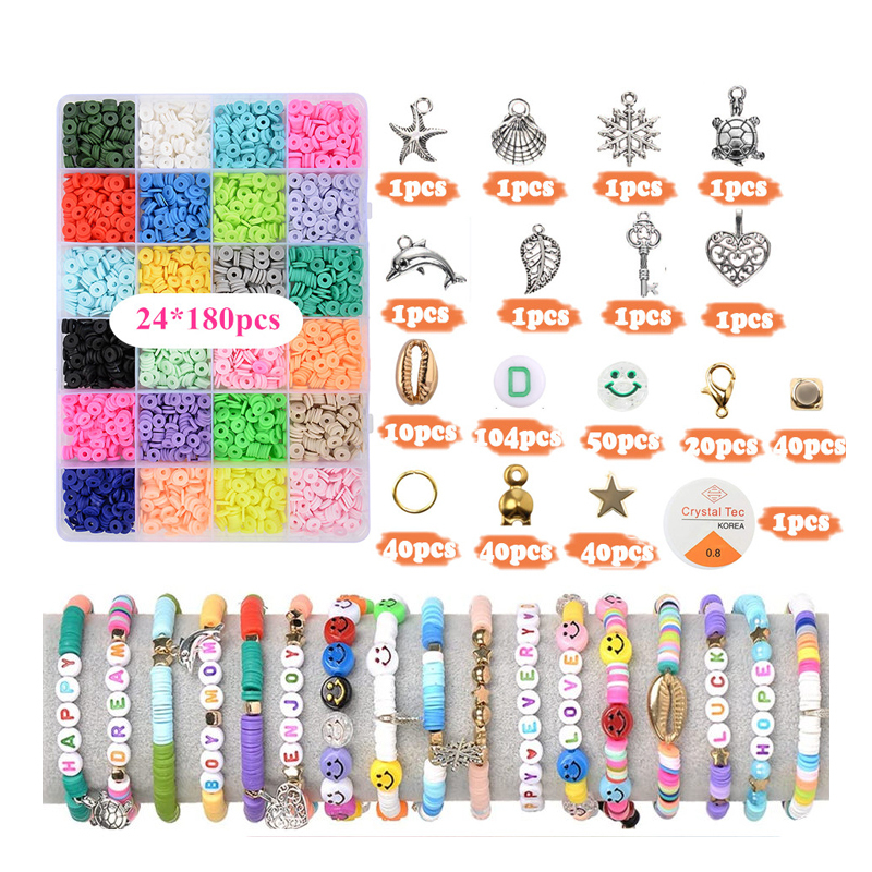 Wholesale customization bulk ceramic, clay & porcelain beads polymer clay beads set kit for bracelet making