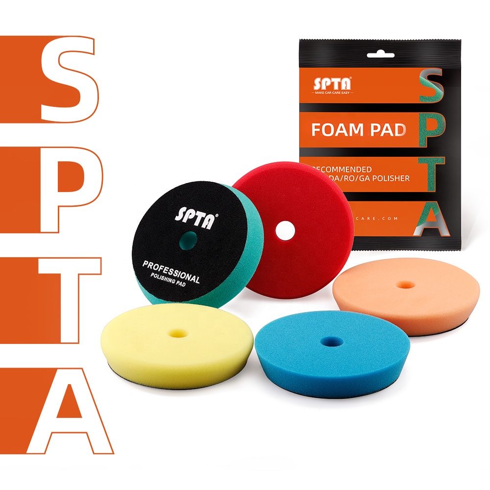 SPTA 5 inch Beveled Shape RO/DA  Car Polish Pads With Round Hole Buffing Pads For Car Care Car Detailing