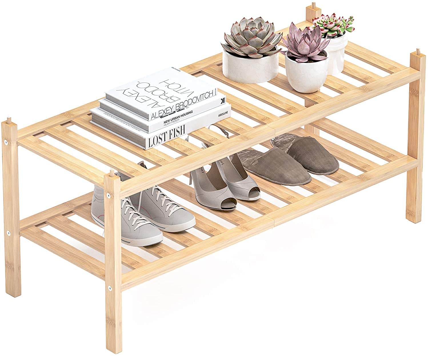 2-Tier Shoe Rack Stackable Shoe Shelf Storage Organizer
