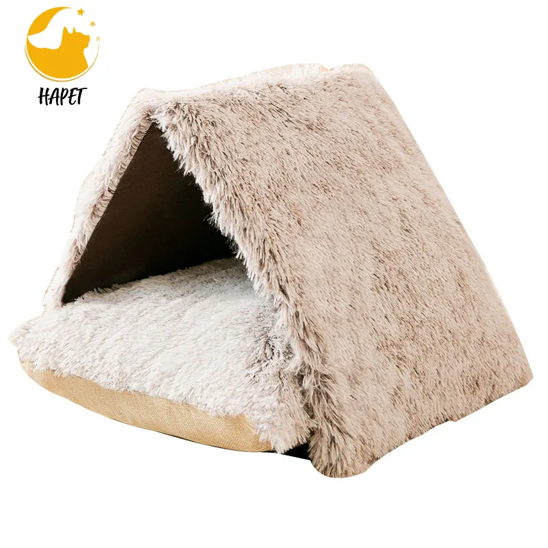 Eco Friendly Pet Cat Bed 2 in 1 Fleece Tunnel Tube Cave Best Mat Tent Shape Cat bed