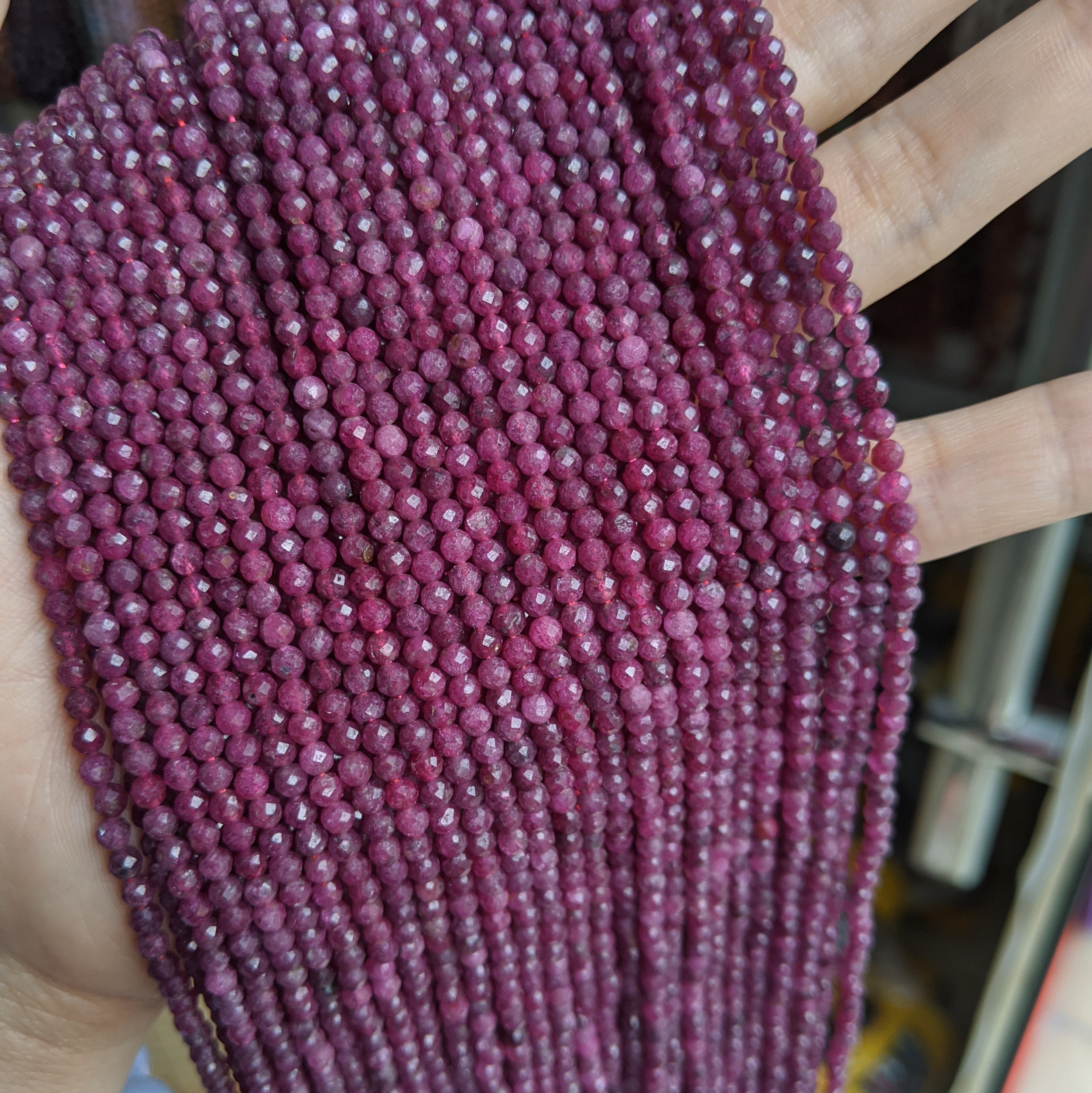 Red Ruby Natural Gemstone Stone Beads 2.5mm 3mm Faceted Cutting Loose Burned Ruby Beads for Jewelry Making