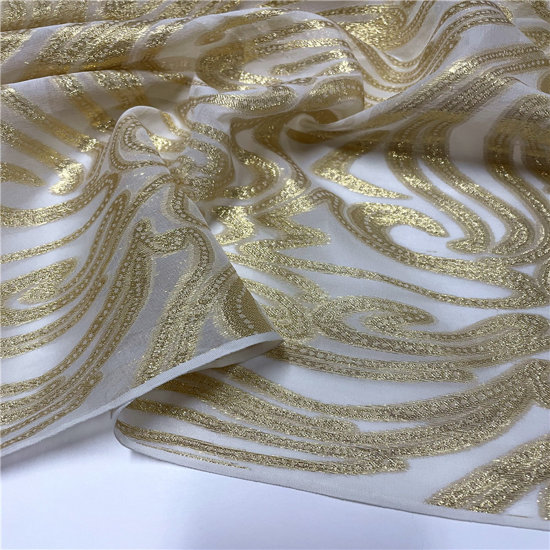 silk lurex chiffon jacquard fabric for saree dressing