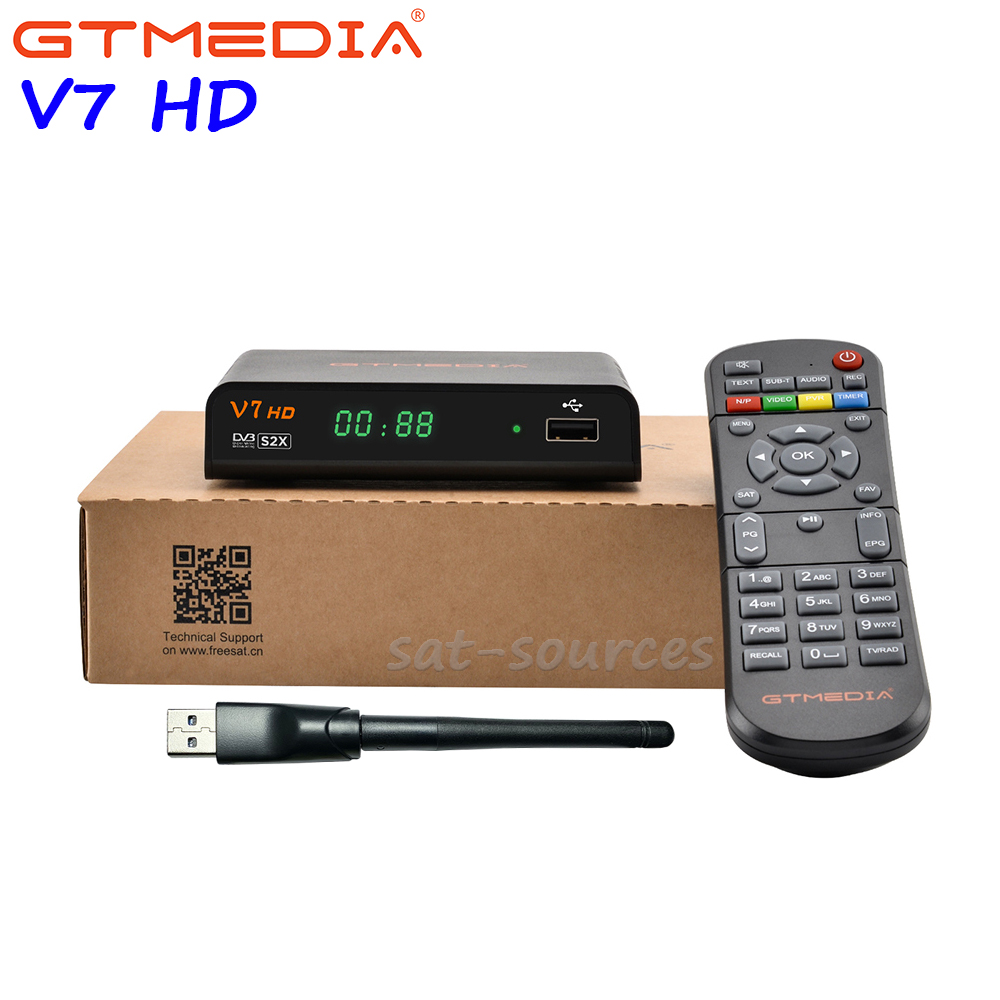 Спутниковый ресивер GTMedia V7HD, 1080P, поддержка 7601 USB Wi-Fi антенны, DVB S2X AVS + CCCam Newcamd BISS, авторулон, полная мощность Vu V7 HD