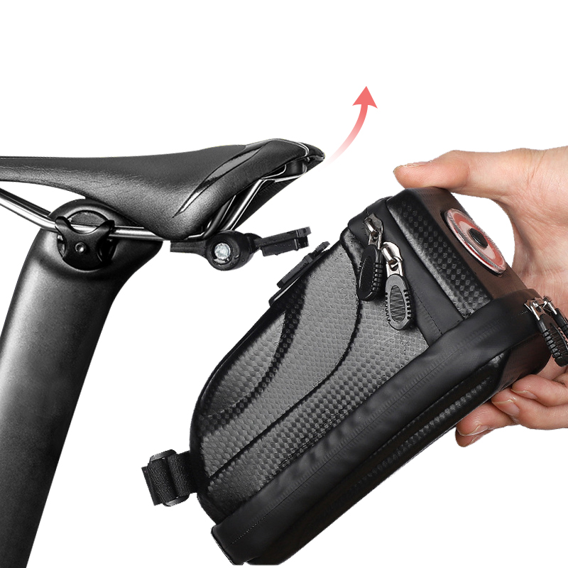 Multi Functional Cycling Bicycle Bike Waterproof Bicycle Saddle Tool Bag Black Accessories Cycling Warning Light Seat Bag