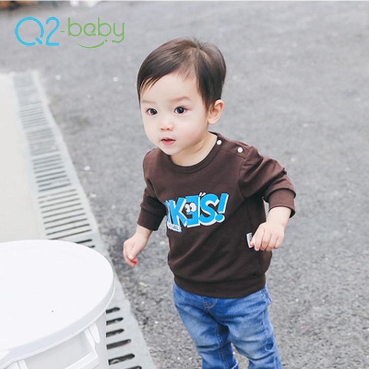 Q2-baby Удобная хлопковая футболка без воротника с аппликациями для малышей