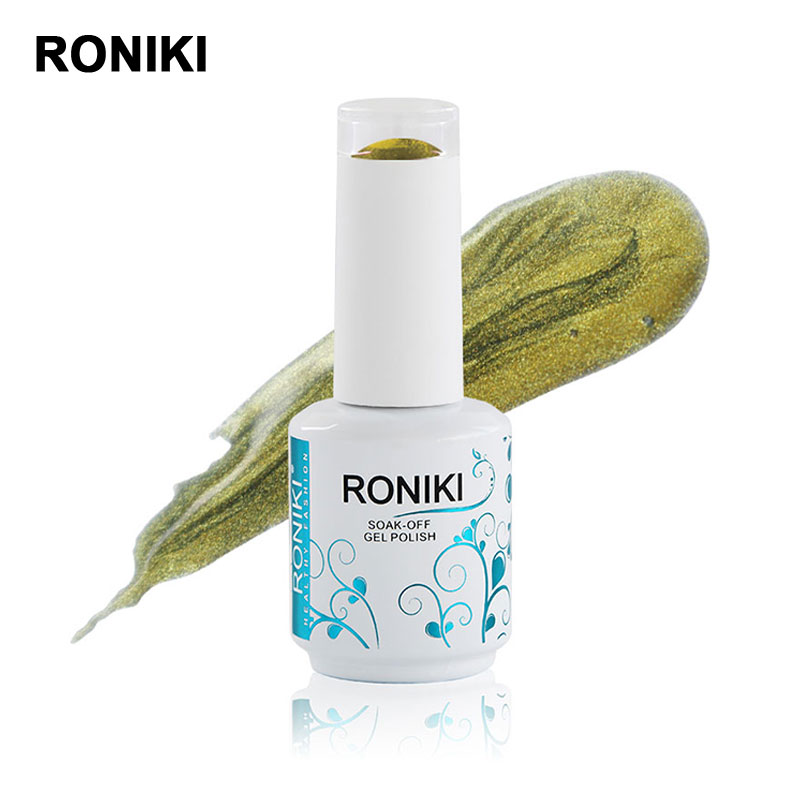 Гель-лак для ногтей RONIKI Light «кошачий глаз», золотистый 3-ступенчатый гель, УФ-гель для УФ/светодиодной лампы, 15 мл, оптовая продажа, удаление замачиванием, США, 3-10 дней, 300 шт., 50-70 г